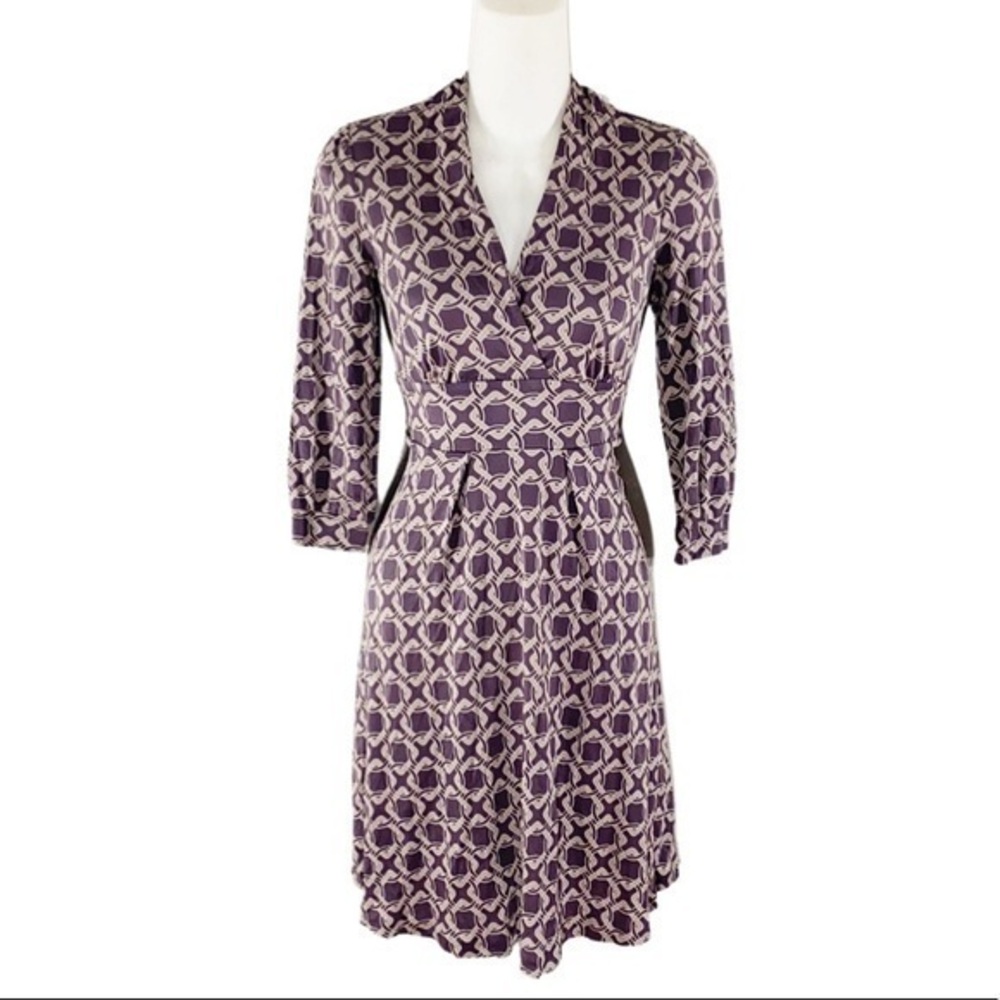 Banana Republic purple print silk blend dress